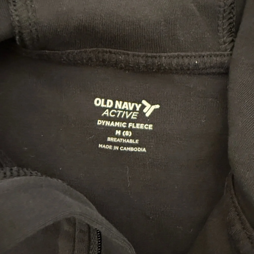 Old Navy Girls Black Zip-Up Hoodie Size 8 Athletic Fleece Jacket Pockets